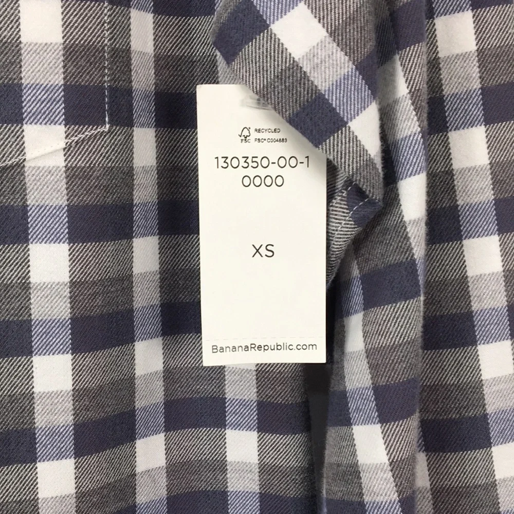 Banana Republic Luxe Slim Fit Mens long Sleeve Button Flannel Size XS NWT
